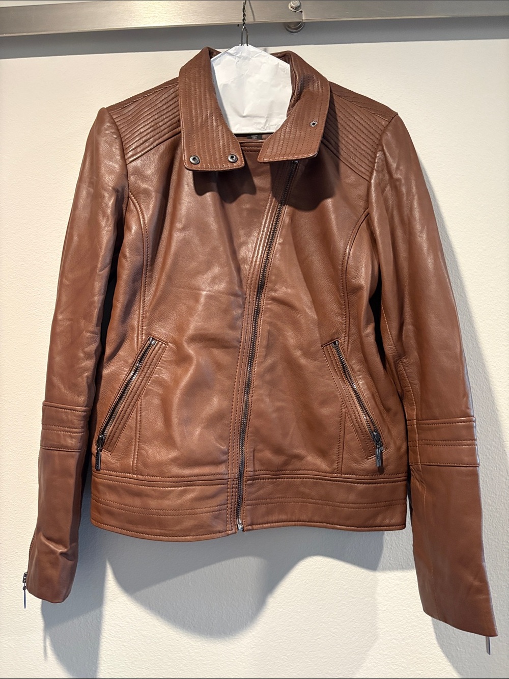 Bernardo Chestnut Brown Leather Moto Jacket